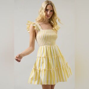 Sugarlips Faye Smocked Striped Mini Dress SZ L